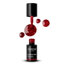 Afbeelding van XFEM Rood Glitter UV/LED Hybrid Gellak 6ml. #045 Glitter, Glitters Gel nagellak