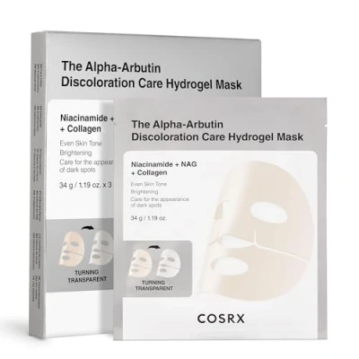 Afbeelding van COSRX The Alpha Arbutin Discoloration Care Hydrogel gezichtsmasker, 3 stuks collageen reis essential, overnight masker, Korean Skincare