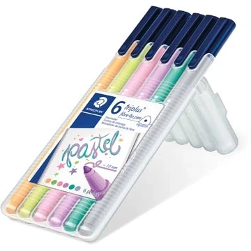 Afbeelding van Staedtler Viltstift Triplus Color, Opstelbare Box Met 6 Pastelkleuren