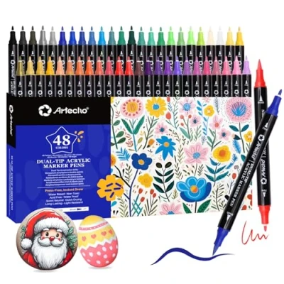 Afbeelding van Artecho Dual Tip acrylverf, 48 kleuren, fijne punt en penseelpunt
