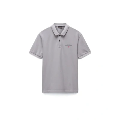 Afbeelding van Napapijri Polo Elbas Grijs maat L heren met Modern fit Pasvorm Katoen Suitable Herenkleding Poloshirt