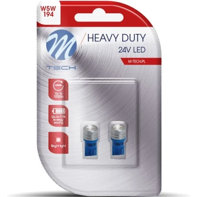 Afbeelding van M Tech Led W5W 24V Heavy Duty 1x diode Blauw Set
