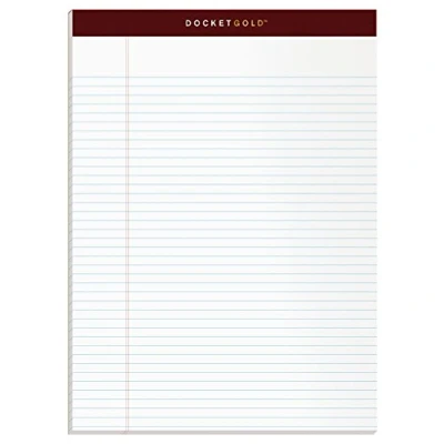 Afbeelding van Tops Docket Gold 63942 schrijftablet, 8 1/2 x 11 3/4 inch, geperforeerd, wit, smalle liniaal, 50 vellen per blok, 6 blokken verpakking