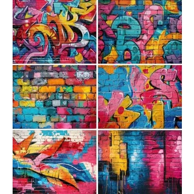 Afbeelding van Graffiti Muur Rijstpapier, 20 x 26,6cm (6st) 6 Designs voor Scrapbooking Kaarten Crafts, Decoupage van CRAFT KREATIVELY