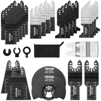 Afbeelding van VEVOR 33x Zaagblad Multifunctioneel Gereedschap 8 Soorten Oscillerend Hoog Koolstofstaal (HCS) Snelle Wissel Interface Compatibel met 95% van de Oscillerende Gereedschappen op Markt