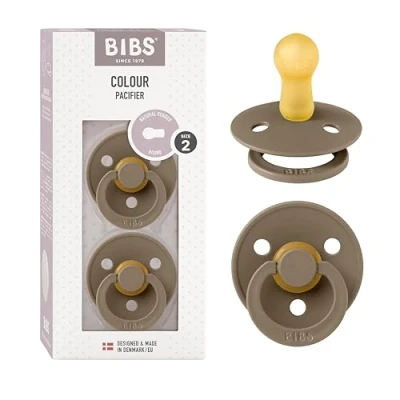 Afbeelding van BIBS Colour Speen verpakking van 2 stuks. BPA vrij, Ronde speen. Natuurlijk rubberlatex, Maat (6 18 maanden), Dark Oak/Dark Oak
