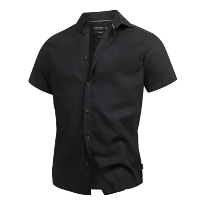 Afbeelding van Indicode Jeans Kurzarm Inbravida Overhemd, Heren, Maat: Small, Black