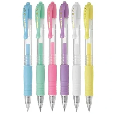 Afbeelding van Pilot g2 07 gesorteerde kleur Pack fijne Retractable Gel Ink Pen roller 0,7 mm veer punt 0,39 breedte navulbaar bl 7 (elk 1 pastel 6 pennen)