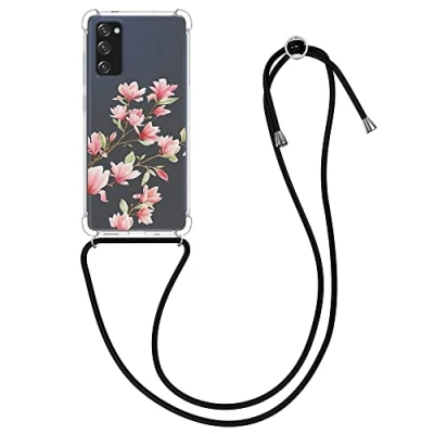 Afbeelding van kwmobile telefoonhoesje geschikt voor Samsung Galaxy S20 FE Hoesje met telefoonkoord Back cover smartphone Case in poederroze / wit transparant