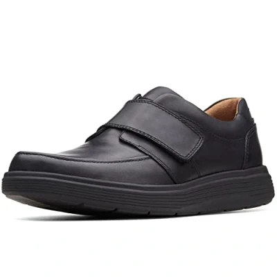 Afbeelding van Clarks Un Abode Strap heren Instapschoen Instappers, zwart leder, 46 EU