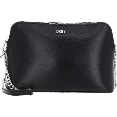 Afbeelding van DKNY Leren Schoudertas Bryant Sutton Dome Crossbody Bag Black / Silver Zwart