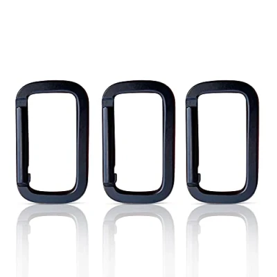 Afbeelding van Holesto® Set van 3 vierkante karabijnhaken Mini sleutelhanger Schroefkarabijnhaak Kleine karabijnhaak zwarte Carabiner (Zwart 5x3 cm)