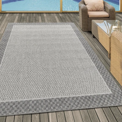 Afbeelding van Aruba Binnen &amp; Buiten Vloerkleed Laagpolig Creme Grijs 80x150 cm