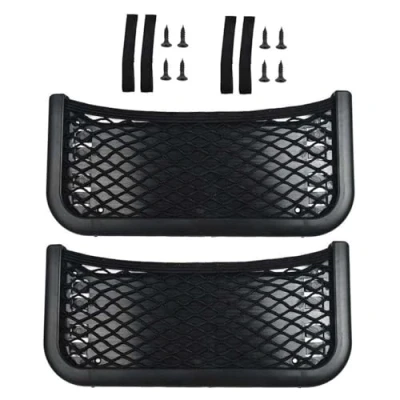 Afbeelding van 2 stuks auto stretch netnet, elastisch opbergnet, elastische opbergnettas, universeel net, bestelnet, voor het opbergen van telefoon (zwart)