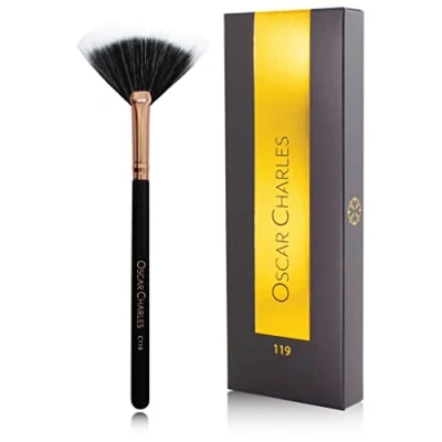 Afbeelding van Oscar Charles 119 Luxe Professionele Kleine Duo Fan Make up Borstel Rose Goud