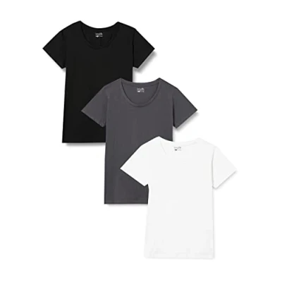 Afbeelding van Berydale Dames T shirt met ronde halsuitsnijding, Wit/forged iron/zwart, set van 3, XL