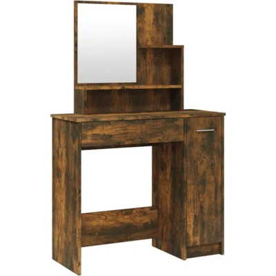 Afbeelding van Make up tafel Met Spiegel 86,5X35X136 Cm Sonoma Eikenkleurig Gerookt eiken