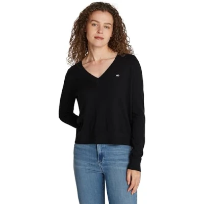 Afbeelding van Tommy Jeans Essential Sweater Trui, Dames, Maat: Large, Black