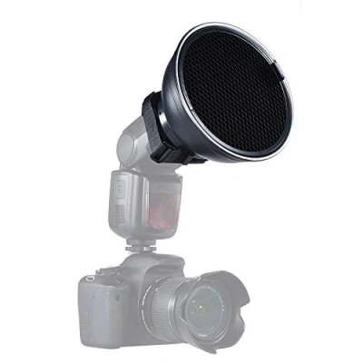 Afbeelding van Andoer 5,9 inch (15 cm) zilveren beauty dishdiffuser met honingraat, op 30 graden voor Canon Nikon Yongnuo Godox Meike Vivitar fotografie flitscamera flitser Speedlite