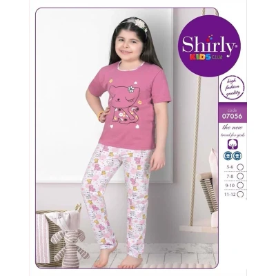 Afbeelding van Meisjes Pyjama Pyjamaset Katoen Katje Shirly 7056 _ 7 8 jaar