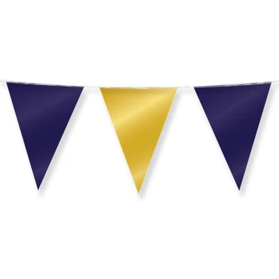 Afbeelding van Party Flags foil Dark blue and gold