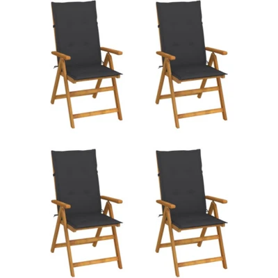 Afbeelding van Tuinstoelen 4 st verstelbaar met kussens massief acaciahout