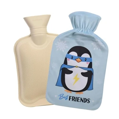 Afbeelding van Penguin Warmwaterfles 1L, Hot Water Bottle, Warmwaterzak met Zachte Pluche Hoes, Warmwaterkruik, Hand en Voet Warmer, Warm Fles voor Kramp Pijnbestrijding