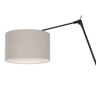 Afbeelding van Steinhauer Wandlamp prestige chic 8119 zwart kap grijs linnen