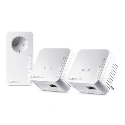 Afbeelding van devolo 8578 WLAN Powerline adapter, Magic 1 WiFi mini multiroom kit tot 1.200 Mbps, Mesh versterker, 2x LAN verbinding, dLAN 2.0, wit