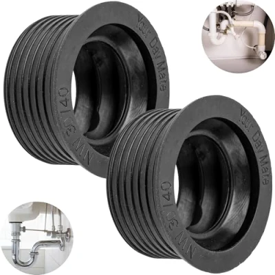 Afbeelding van NW 30/40 rubberen sifon voor DN40 HT afvoerpijp binnen Ø 40 mm en 1 ¼ inch buis buiten 28 32 mm, van rubber, zwart, nippel met 45 aanslag, 25 diepe sifonafdichting