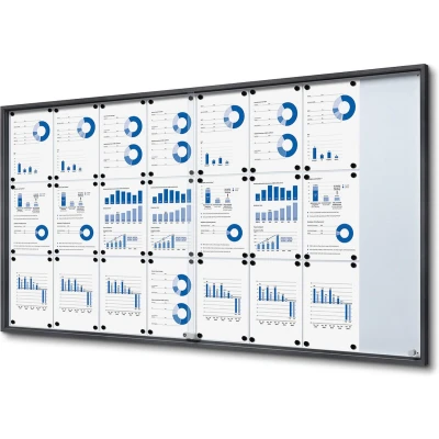 Afbeelding van Vergrendelbaar Notitiebord met Schuifdeuren Slim 24 X A4 Antraciet Syna SCSLG24XA4C7016JS Horeca &amp; Professioneel