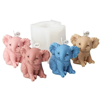 Afbeelding van Xidmold 3D koala siliconen vorm kaarsvorm dier vormen voor fondant, sojawas, kaarsen, zeep, gipsculptuur, epoxyhars, handwerk