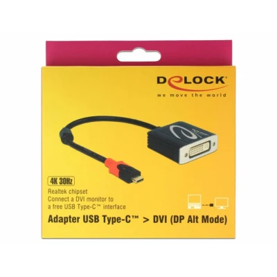 Afbeelding van Delock 61213 Adapter USB Type C male &gt; DVI female (DP Alt Mode) 4K 30 Hz