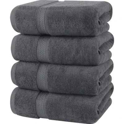 Afbeelding van Utopia Towels Badhanddoekenset, 4 pack Premium 100% Ring Spun Cotton Snel droog, zeer absorberend, zacht aanvoelende handdoeken, perfect voor dagelijks gebruik, 69 x 137 cm (Grijze)