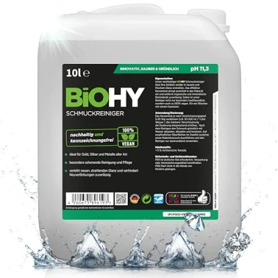 Afbeelding van BiOHY Sieradenreiniger (10 Liter Busje) ACTIEVE SCHIJNENVORMULA Concentratie voor elk ultrasoon apparaat Duurzame en milde reiniging glazen sieraden (Schmuckreiniger)