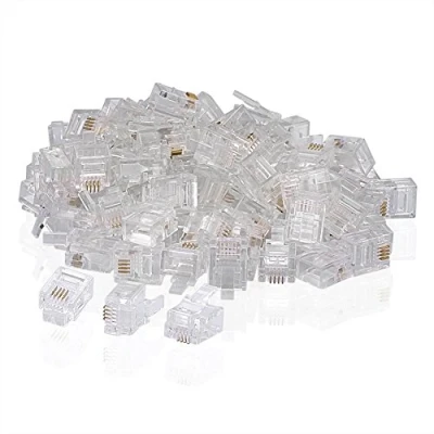 Afbeelding van SIENOC 100 STKS RJ11 Plug 6P4C Telefoon Modulaire Cord Connector Adapter Crimp