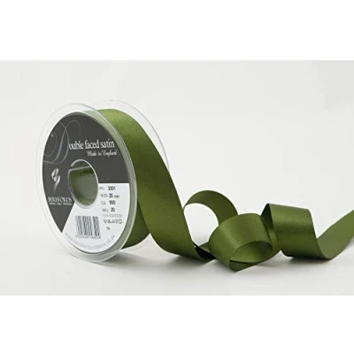 Afbeelding van Berisfords Dubbel gezicht Poly satijnen lint, cipres, 10,5x10,5x3 cm, 20 Mtr