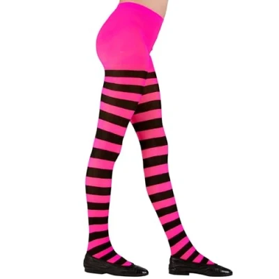Afbeelding van WIDMANN Roze en Zwart gestreepte panty voor kinderen L (11 14 jaar)