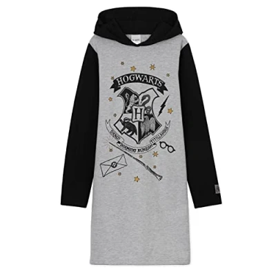 Afbeelding van HARRY POTTER Sweatshirt voor meisjes, jurk met capuchon, katoen, cadeau meisjes en jongeren, Grijs, 9 10 Jaar