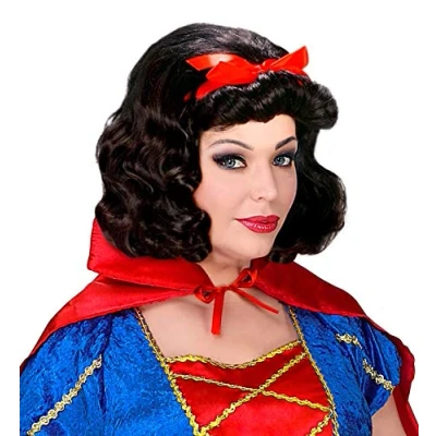 Afbeelding van Widmann 6018B Pruik, zwart, met strik, carnaval, themafeest