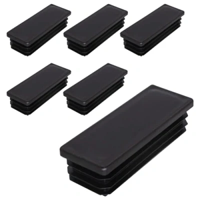 Afbeelding van SKIR&#039;CO (6 stuks) rechthoekige kunststof pluggen 30 x 80 mm, mat buiseindkappen, buisinzetstukken, hekpaalstekkers, zwart RAL 9005