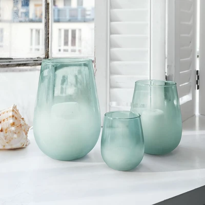 Afbeelding van LOBERON Windlicht set van 3 Miristelle blauw