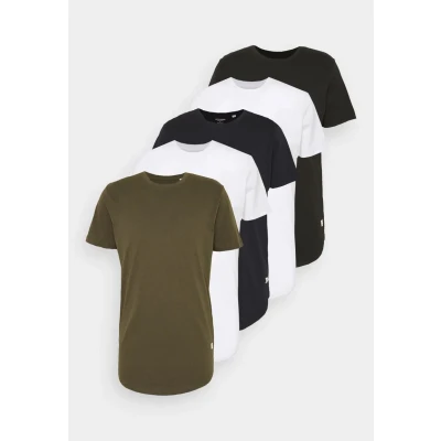 Afbeelding van Jack &amp; Jones Jjenoa 5 PACK Tshirt basic, Heren, Maat: XS, White/black/dark blue