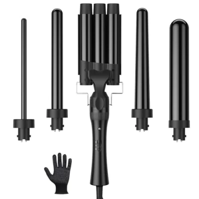 Afbeelding van Krultang, 3 vellen, 5 in 1, keramische coating, accessoires, 10 32 mm, multifunctioneel, met handschoenen, 2 clips