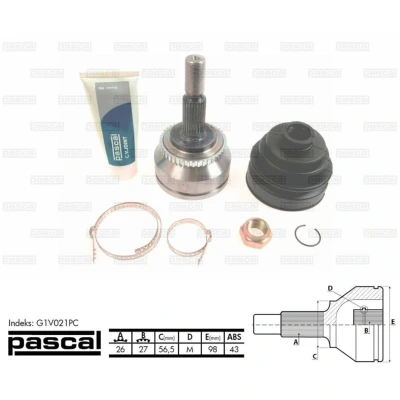 Afbeelding van Homokineet reparatie set, aandrijfas PASCAL G1V021PC