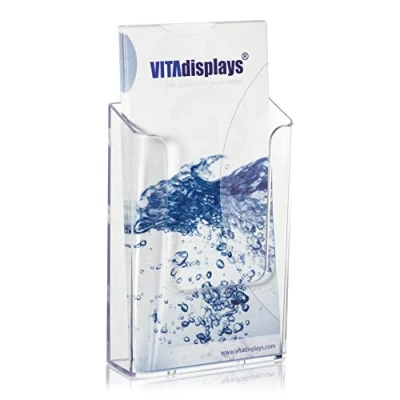 Afbeelding van VITAdisplays® Wand Flyerhouder DIN lang / A6 (ansichtkaart), transparant (NE 107WA)