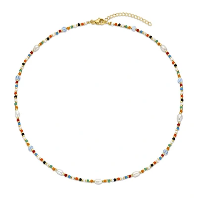 Afbeelding van CO88 Collection 8CN 26418 Kralen Ketting Collier Parel 2mm 3,8mm 40+5cm Multi Kleuren Goudkleurig