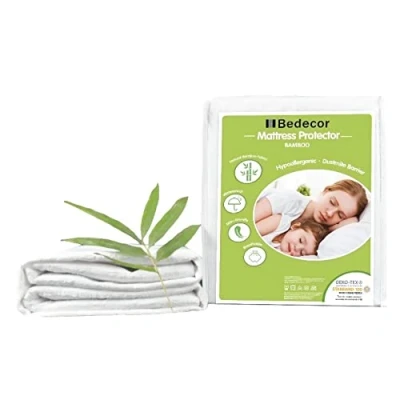 Afbeelding van Bedecor natuurlijke bamboe vezel waterdichte matrasbeschermer 100 x 200 cm,ademend en antibacteriëel,hypoallergeen,tegen mijten