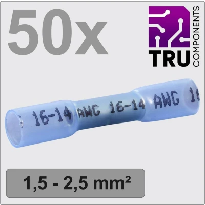 Afbeelding van TRU COMPONENTS TC 12888404 Stootverbinder Met krimpkous 1.5 mm² 2.5 Volledig geïsoleerd Blauw 50 stuk(s)