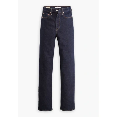 Afbeelding van Levi&#039;s dames Ribcage high waist straight leg jeans met donkere wassing in de kleur Indigo, maat: W24/L32
